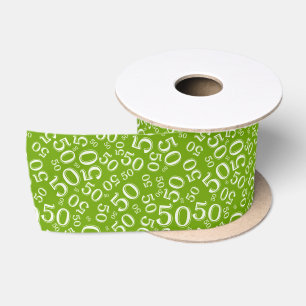Moderne 50ste verjaardag nummerpatroon groen/wit lint