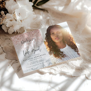 Moderne 50ste verjaardag roos goudglitter en marme