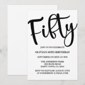 Moderne 50ste verjaardag Zwart-wit Kaart (Voorkant / Achterkant)