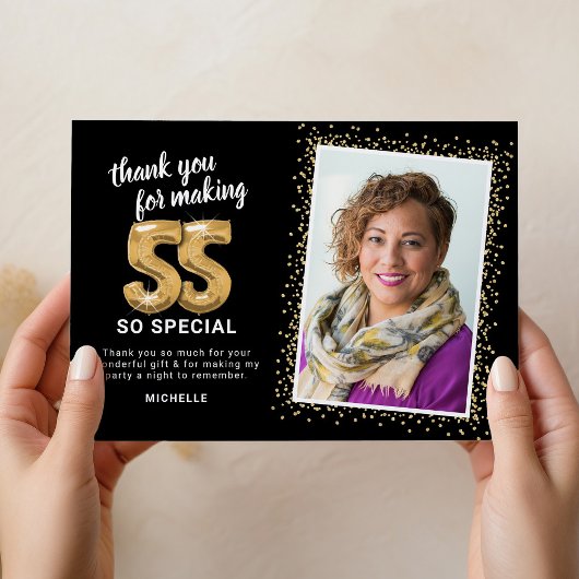 Moderne 55e verjaardag foto bedankkaart