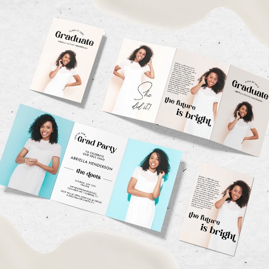 Moderne 5 Diplôme photo Invitation à trois volets