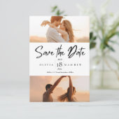 Moderne 5 foto bruiloft Save the dates Date (Staand voorkant)
