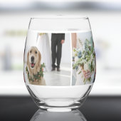 Moderne 5 foto Collage Bruiloft Keepsake Wijnglas Zonder Voet