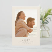 Moderne 5 foto collage script kalligrafie bruiloft save the date (Staand voorkant)