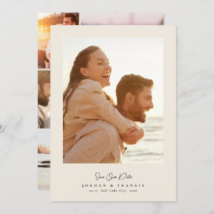 Moderne 5 foto collage script kalligrafie bruiloft save the date