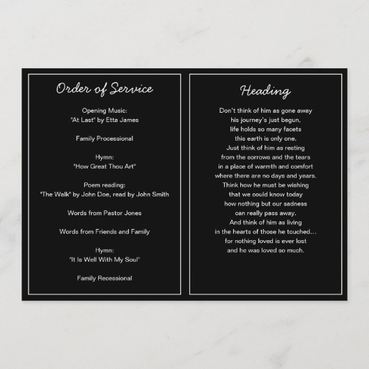 Moderne 5-foto in liefdevolle herinnering begrafen programma (Achterkant)