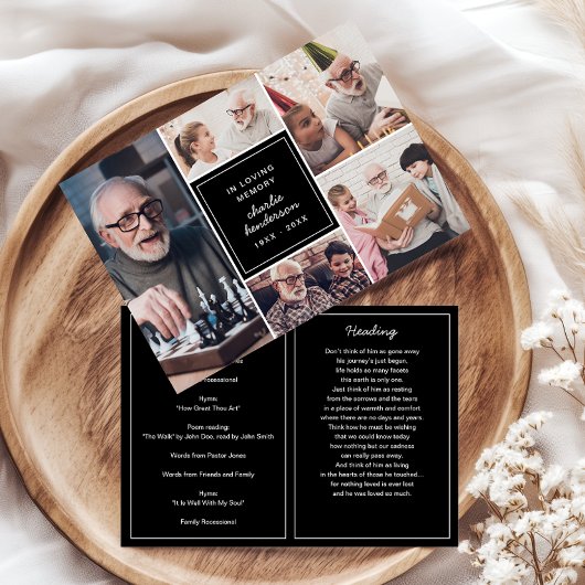 Moderne 5-foto in liefdevolle herinnering begrafen programma