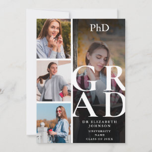 Moderne 5 foto PhD-diploma afstudeer aankondiging