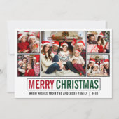 Moderne 5-fotokerst feestdagenkaart (Voorkant)