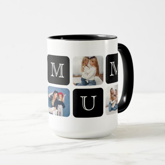 Moderne 5-Photo " U Mum " Jumbo 15 oz. Mug (Devant droit)