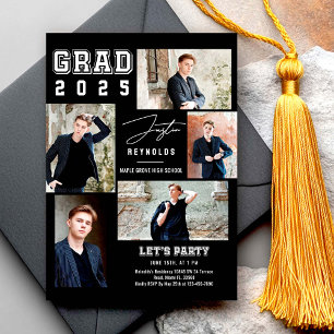 Moderne 5 Photos Collage Graduation Invitation