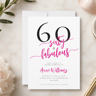 Moderne 60 en Fabulous Roze 60ste Verjaardagsfeest Kaart