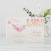 Moderne 60e BRUNCH BRUISEND Uitnodiging ROZE GOUD (Staand voorkant)