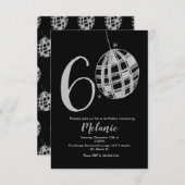 Moderne 60e script - zwart disco Glitter Invita Kaart (Voorkant / Achterkant)