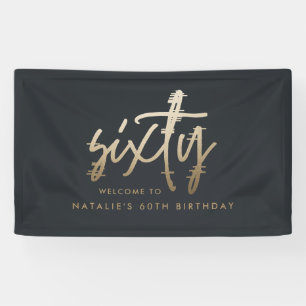Moderne 60e verjaardag eenvoudig stijlvol elegant  spandoek
