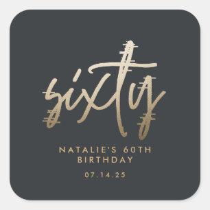 Moderne 60e verjaardag eenvoudig stijlvol elegant vierkante sticker