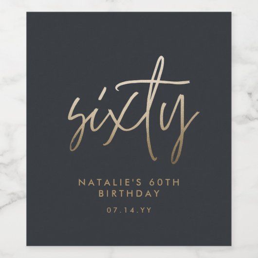 Moderne 60e verjaardag eenvoudig stijlvol elegant wijn etiket (Enkel label)