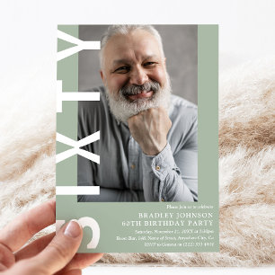 Moderne 60e verjaardag Foto 60e verjaardag Uitnodi Kaart