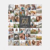 Moderne 60e verjaardag multi-foto scriptgift fleece deken (Voorkant)