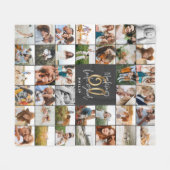 Moderne 60e verjaardag multi-foto scriptgift fleece deken (Voorkant (Horizontaal))