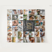 Moderne 60e verjaardag multi fotoscript geschenk f wandkleed (Voorkant (horizontaal))