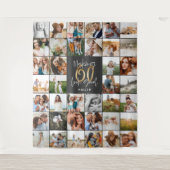 Moderne 60e verjaardag multi fotoscript geschenk f wandkleed (Voorkant)