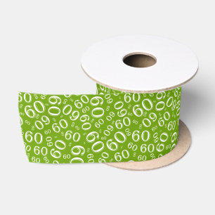 Moderne 60e Verjaardag Nummer Patroon Groen/Wit Lint