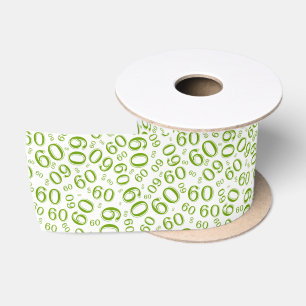 Moderne 60e Verjaardag Nummer Patroon Groen/Wit Lint