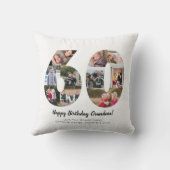 Moderne 60ste Nummer Foto Collage Aangepaste Groet Kussen (Achterkant)