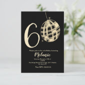 Moderne 60th Script Bold Black Disco Glitter  Kaart (Staand voorkant)
