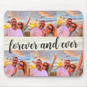Moderne 6 foto-collage aangepaste monogram muismat