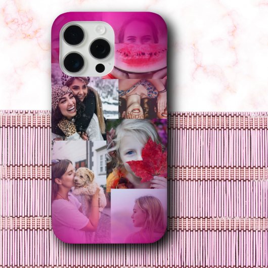 Moderne 6 Fotocollage Hot Pink Gradient Case-Mate iPhone Case