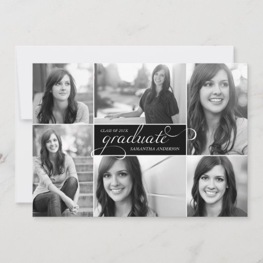 Moderne 6 Invitation de diplôme de script photo -  (Devant)