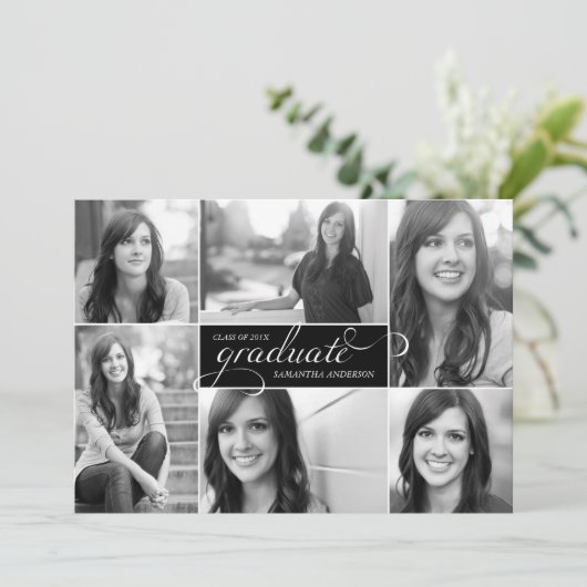 Moderne 6 Invitation de diplôme de script photo -  (Debout devant)