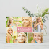 Moderne 6 Photo Faire-part de graduation en rose (Debout devant)