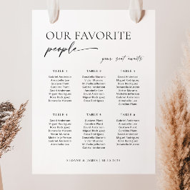 Moderne 6 Tafels Welkom Zitplaatskaart Poster