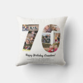 Moderne 70e Nummer Fotocollage Custom Greeting Kussen (Achterkant)