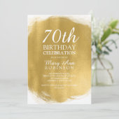 Moderne 70e Verjaardag Party Gold Paint Look Kaart (Staand voorkant)