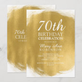 Moderne 70e Verjaardag Party Gold Paint Look Kaart (Voorkant / Achterkant)