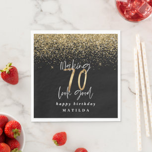 Moderne 70e verjaardag, typografie goudglitter par servet