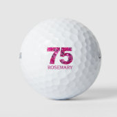 Moderne 75e verjaardag golfballen 75 roze initiale (Voorkant)