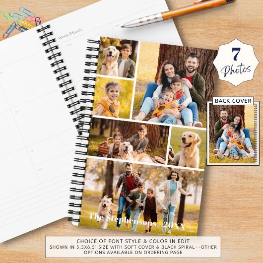 Moderne 7 fotocollage gepersonaliseerde planner