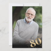 Moderne 80e 80e verjaardag foto Gouden Glitter Kaart (Achterkant)