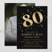 Moderne 80e 80e verjaardag foto Gouden Glitter Kaart (Voorkant / Achterkant)