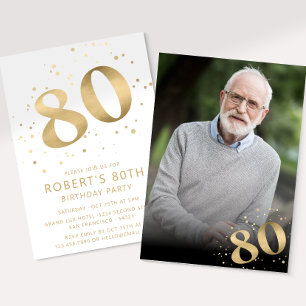 Moderne 80e 80e verjaardag foto Gouden Glitter Kaart