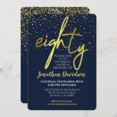 Moderne 80e verjaardag Navy Gold Kaart (Voorkant / Achterkant)