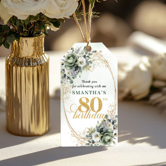 Moderne 80ste verjaardag Eucalyptus Favor Tag Cadeaulabel