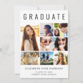 Moderne 8 foto collage afstudeerfeest aankondiging (Voorkant)