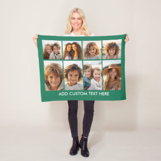 Moderne 8 foto collage met foto's en tekst fleece deken