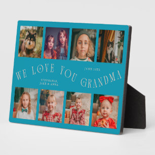 Moderne 8 foto-raster Lieve oma aqua-blauw Fotoplaat